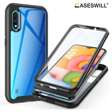 For-Samsung Galaxy A01 US Full Body Clear Shockproof Case With Screen Protector