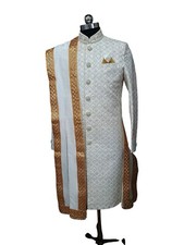 Cream designer sherwani for wedding