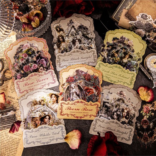 Vintage Roses Lady Manor Stickers 40PCS Medieval Scrapbooking Diary Junk Journal