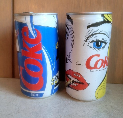 1990 NEW COKE lot of 2 Different Vintage Soda Pop Art Cans Coca-Cola Canada - Picture 2 of 12
