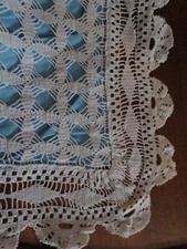 CHILDREN'S BED COVER LACE HOOK LINEN THREAD WHITE 128 cm X 98 cm