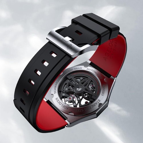 AGELOCER Orologio Uomo Scheletro Automatico Acciaio Inox Orologio da Polso Luminoso - Foto 27 di 48