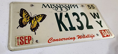 2004 Mississippi Conserving Wildlife Butterfly License Plate
