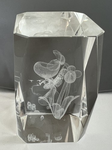 Fairy Playing Flute 3D Laser Etched Crystal Glass 3-1/4 In Tall Paperweight - Picture 3 of 9