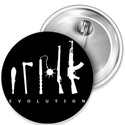 Waffen Weapons Evolution Button Anstecker Pin di Größen Flaschenöffner Spiegel