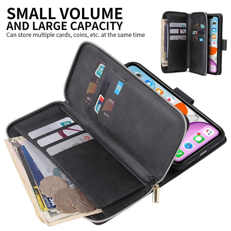 Sony Xperia Z5 Wallet Case 9 Card Zipper Slots Kickstand Flip Leather Phone Case - Image 2 of 4