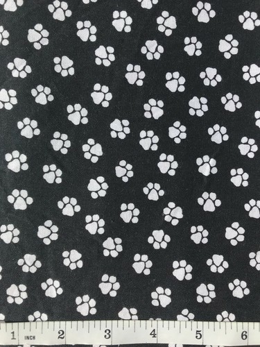 Paw Prints - White on Black - Quilt Fabric - Yard - Picture 2 of 3