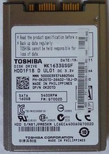 1.8" Toshiba 160GB 5400RPM 16MB cache SATA2 Internal Hard Drive MK1633GSGF