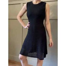 𝅺BB Dakota Black Ribbed Wool Blend Knit Sleeveless Dress Size Medium