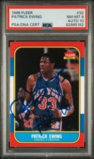 1986 Fleer #32 Patrick Ewing signed auto inscribed RC card PSA DNA 8 10
