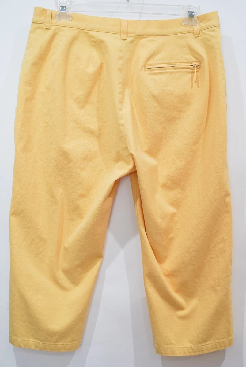 Ralph Lauren Jeans 18W Yellow Capri Jeans Gold zipper Trim Stretch