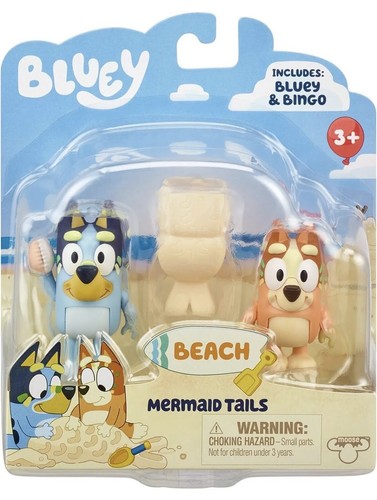 Paquete de 2 figuras Bluey Beach Mermaid Tails de 2,5 pulgadas y personajes de bingo nuevas en caja - Imagen 3 de 7