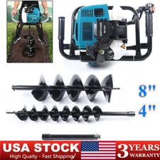 52cc 2 Stroke Post Hole Digger with 2 Bits Gas Powered Earth Auger Drill Machine