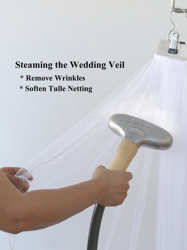 2T 2 Layer Wavy Pearl Crystal Seed Beaded Edge Veil Bridal Shower Wedding Party - Picture 7 of 8