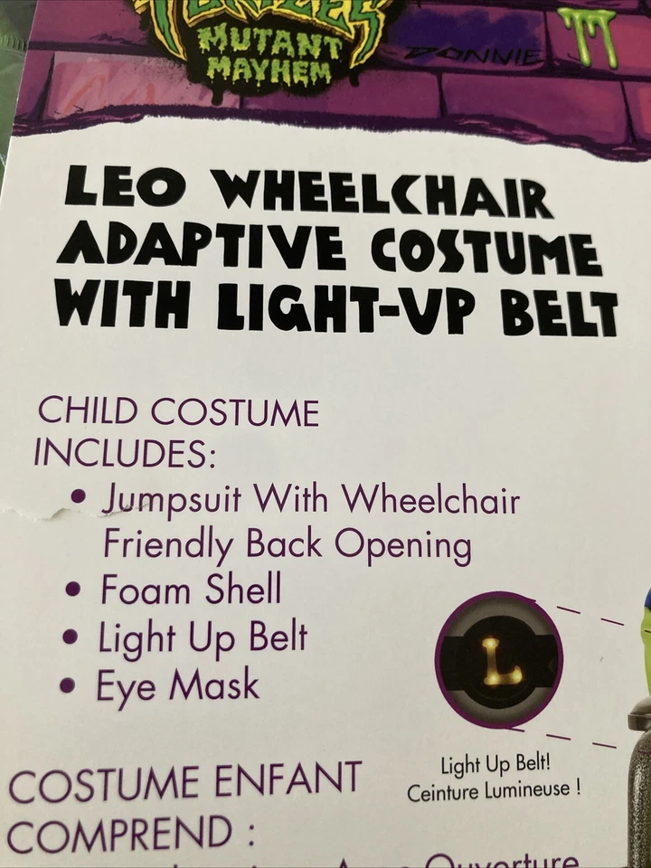 Disfraz Tortugas Ninja Leonardo Azul Silla de Ruedas Adaptable Cinturón Iluminado Grande Foto 4 de 4