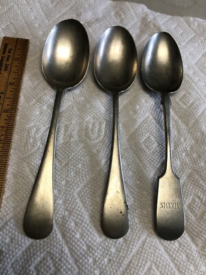silver spoon 90刻印　まとめて　7個セット　ジャンク品 3 Antique Nickel Silver Large Tea Spoons AP Co Gem Silver & James