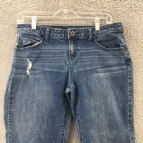 Simply Vera Vera Wang Boyfriend Capri Jeans Womens 4 Blue Denim Mid Rise Zip Fly - Picture 2 of 15