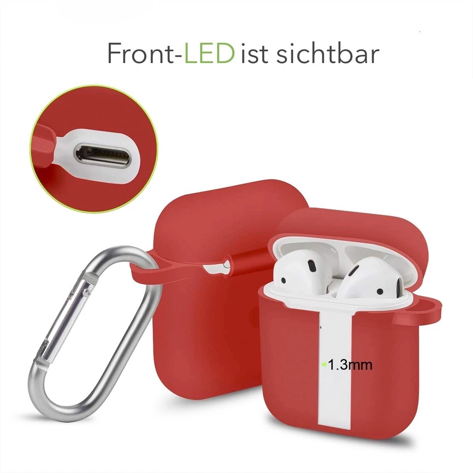 Avana Apple Airpods 2 & 1 Housse En Silicone Pour Écouteurs Étui Sac Rouge - Photo 4/4