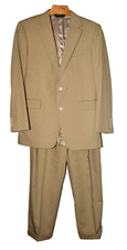 Jos A Bank Tan Cotton Blend 2 Button Mens Pleated Cuffed Pants Suit 42L