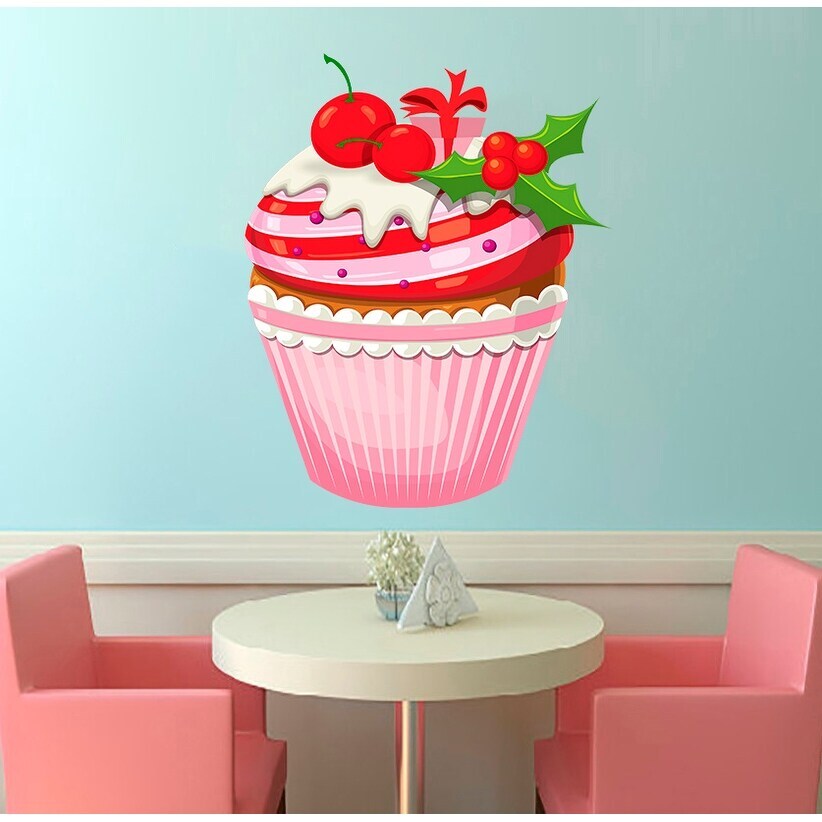 Cupcake Decal, Cupcake Sticker, Cupcake Kitchen Decor,-image