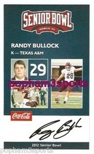 RANDY BULLOCK - 2012 SENIOR BOWL CARD - TEXAS A&M AGGIES