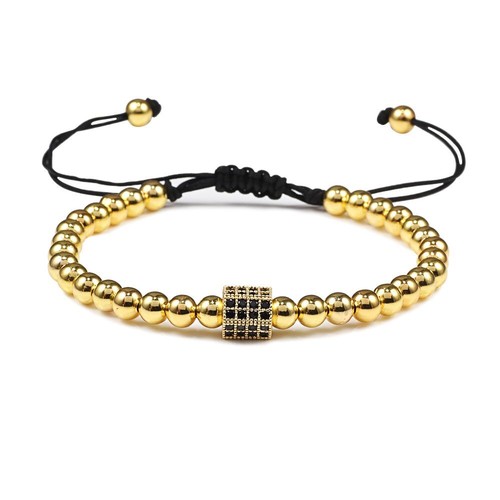 Braccialetti intrecciati corona Zircon - Micro Perline di Pietra Regolabili Banglie Coppia Gioielli - Foto 14 di 21