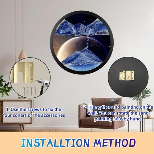 24" Moving Sand Art Décor, Wall Mounted Liquid Motion 3D Dynamic Sculpture,360°R - Picture 3 of 7