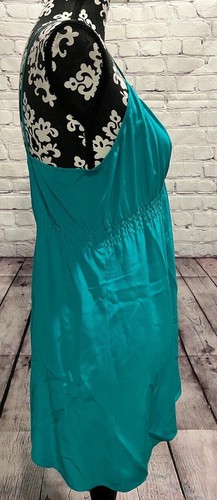 Twelfth Streep by Cynthia Vincent Teal 100% Silk Chiffon Spaghetti Strap Dress L - Picture 3 of 14