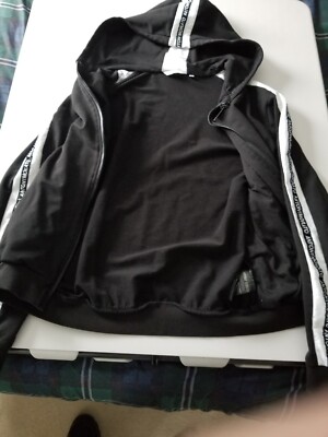 ANTONY MORATO STRETCH HOODIE LONG SLEEVE BLACK & WHITE ZIP UP W/POCKETS XXL USED