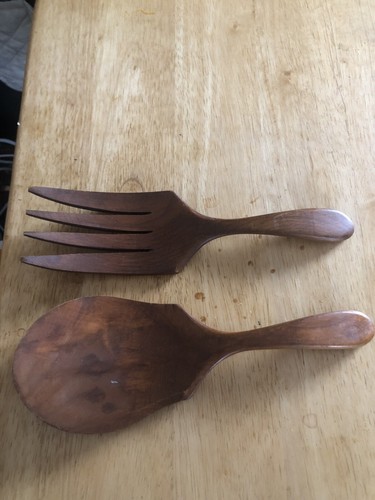 Set of 2 Vintage Woodcroftery Serving Set Salad Fork Butter Spoon France Utensil - Picture 15 of 21