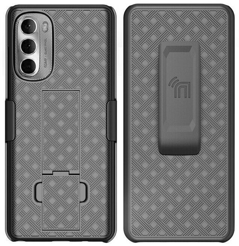 Textured Hard Case Cover Stand and Belt Clip Holster for Moto G Stylus 5G (2022) - Picture 8 of 41