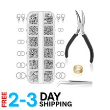 1200PCS Silver Jump Rings Kit with Pliers for Jewelry Making and Repair Supplies