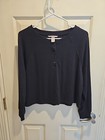 Victoria's Secret Pajama Top Thermal Henley Crop Black Sz XS — photo 3