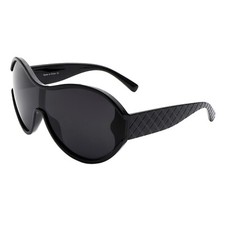 Women's Round Sunglasses Oversized Shield Fashion Curved Frame UV400