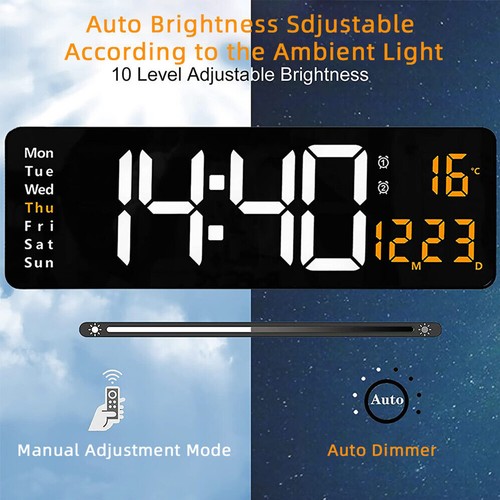 Digital Large Big Jumbo LED Wall Desk Clock Display With Calendar Temperature AU - Picture 2 of 16
