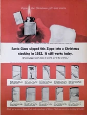 Print Ad 1963 Zippo Christmas Stocking Gift Fuel Flints Santa Outfit White Glove