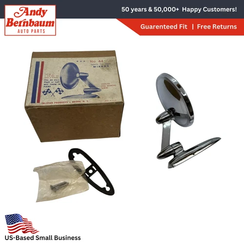 1950-1960 Tri-Star Left Or Right Outside Sport Car Style Mirror Chrome No-44 NOS