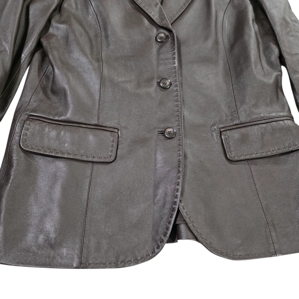 Vintage Pendleton Leather Coat Blazer Womens Brown Small Lined Stitched Western - Image 4 of 4