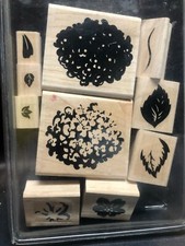 Stampin' Up Wood Mounted Rubber HYDRANGEA Stamp Set NICE