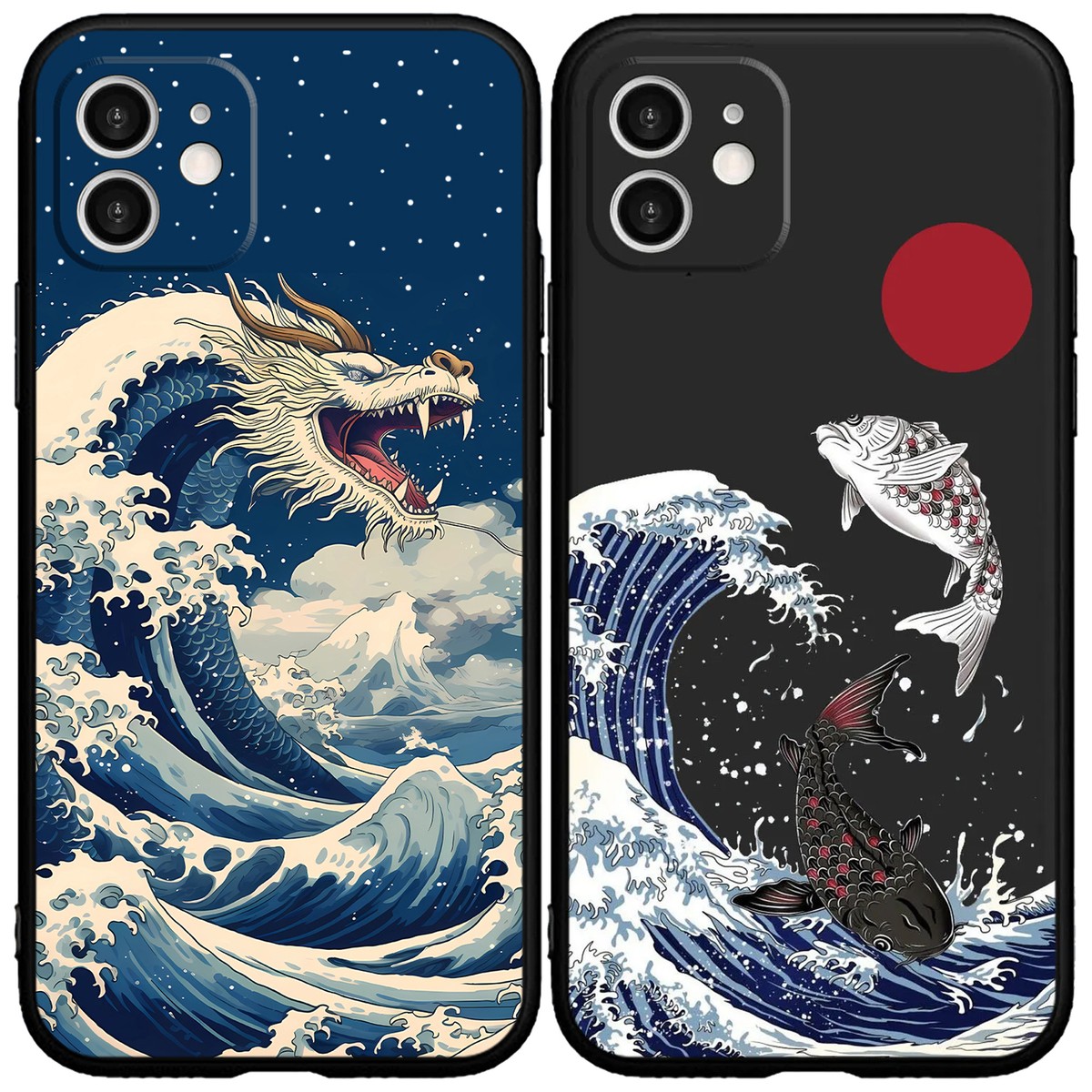 The Great Wave Fish Sun off Kanagawa Phone Case For iphone 16 15 14 13 12 11 XR The Great Wave Fish Sun off Kanagawa Phone Case For iphone 16 15 14 13 12 11 XR