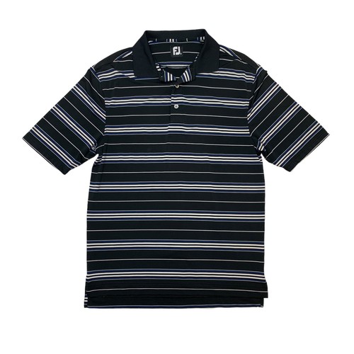 FootJoy Golf Shirt Mens L Large Black Striped Lightweight Performance