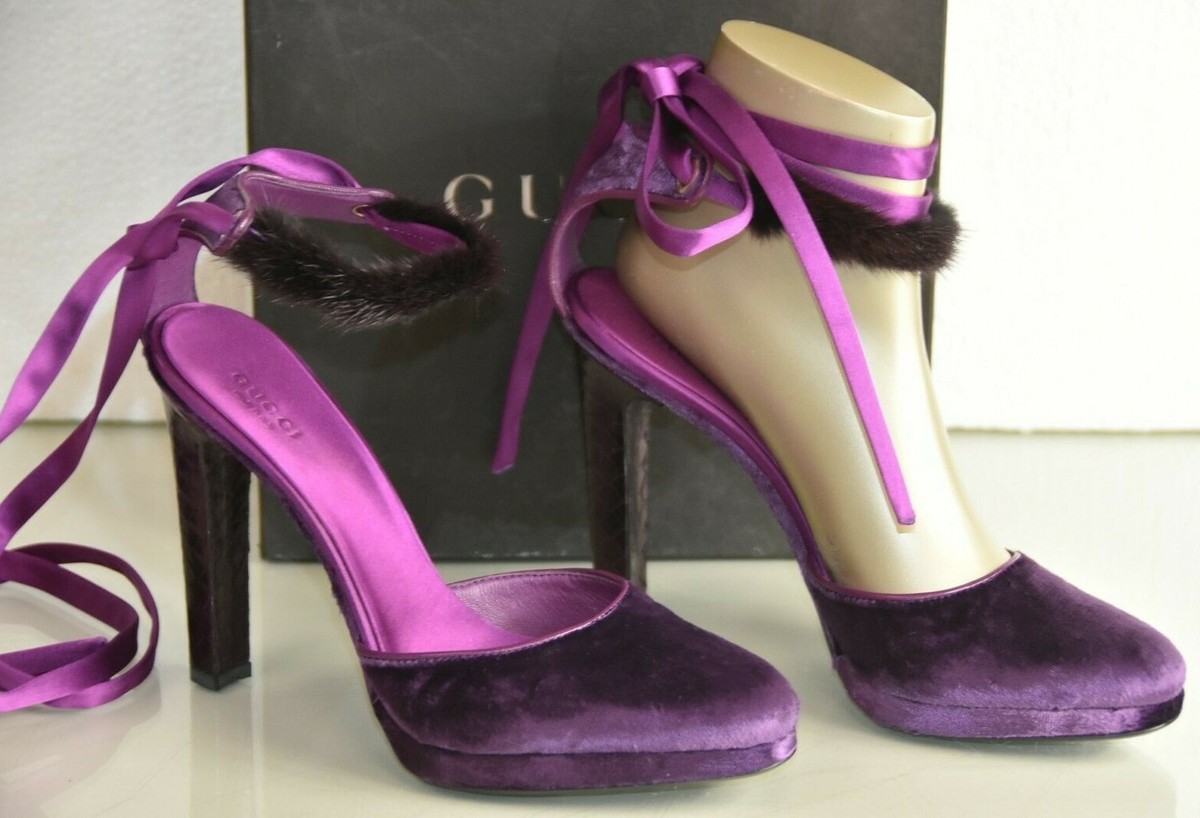 美品 GUCCI TOMFORD Velour Stone pumps $1950 NEW TOM FORD for GUCCI Mink EXOTIC PYTHON Velvet Platform