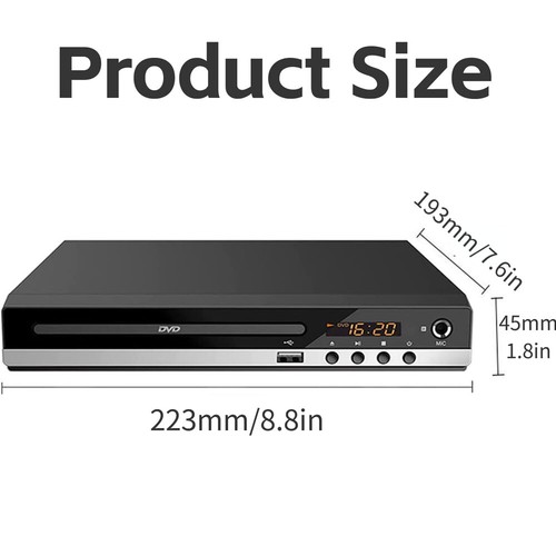 DVD-Player mit HDMI/AV-Ausgang USB-Eingang DVD-Player HD 1080P PAL/NTSC-System - Bild 4 von 23