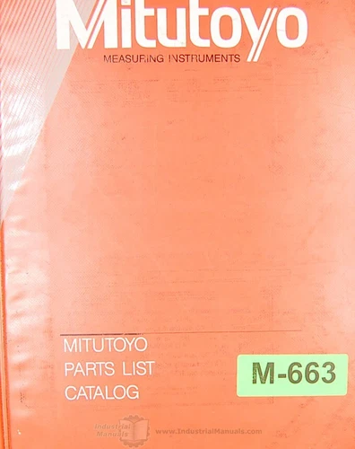 Mitutoyo Measuring Instrument Parts Manual 1988