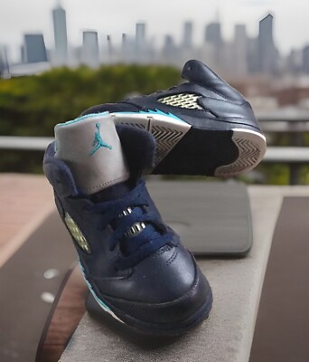 AIR JORDAN 5 V RETRO “HORNETS” MIDNIGHT-NAVY/TURQUOISE (TODDLERS