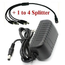 12V 1.5A AC/DC Adapter Power Supply Surveillance Camera with 1-to-4 Splitter