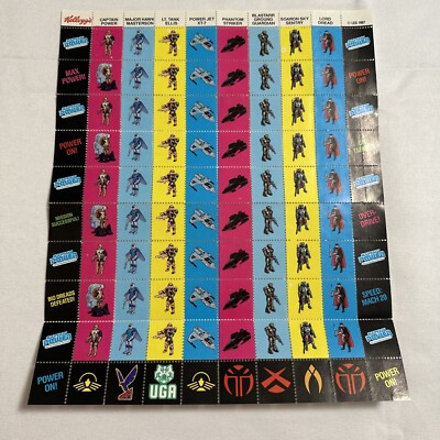 Vintage Kellogg's Kelloggs Captain Power Stamps Full Sheet 1987