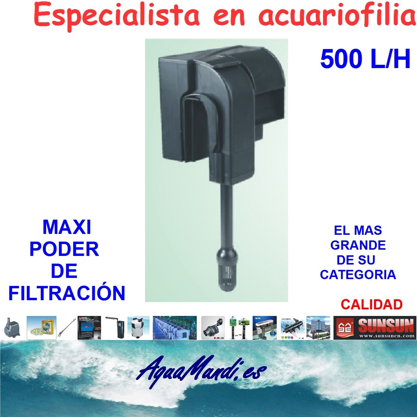 filtro mochila externo exterior acuario HBL-502 cascada marino dulce pecera 500L