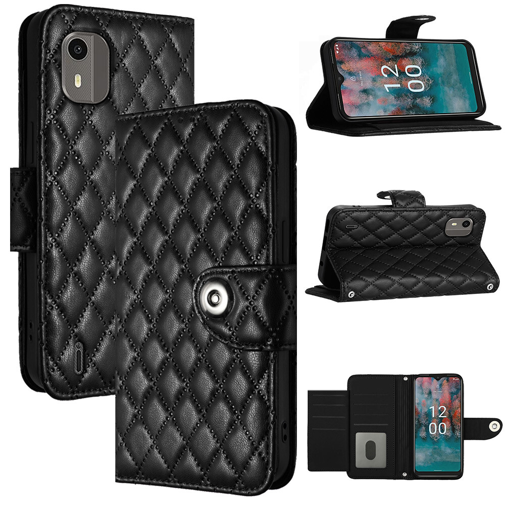 SDTEK Custodia Compatible con Nokia XR21, Pelle Case Libro Portafoglio Magnete Folio Flip Cover Pouch + Protezione Vetro Temperato (Nero
