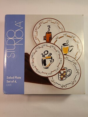 New - Set of 4 Studio Nova KT550 Cafe Decorative Salad / Dessert Plates